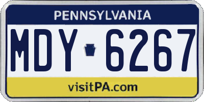 PA license plate MDY6267
