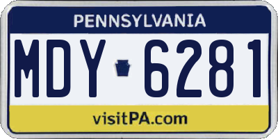PA license plate MDY6281