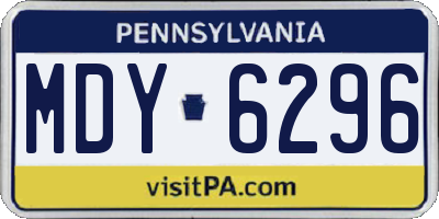 PA license plate MDY6296