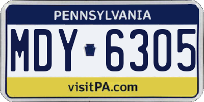 PA license plate MDY6305