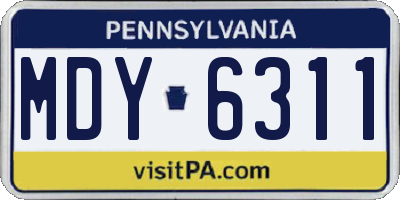 PA license plate MDY6311