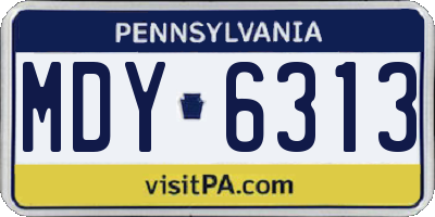 PA license plate MDY6313
