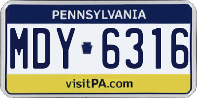 PA license plate MDY6316