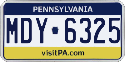 PA license plate MDY6325