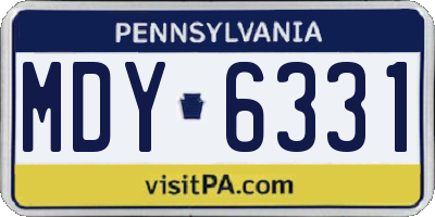 PA license plate MDY6331