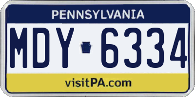 PA license plate MDY6334