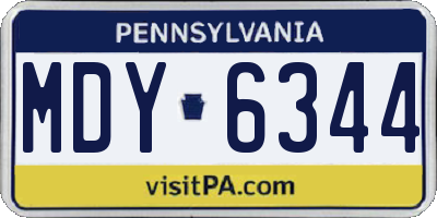 PA license plate MDY6344