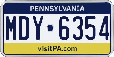 PA license plate MDY6354