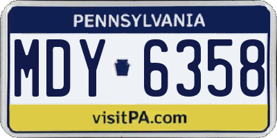 PA license plate MDY6358