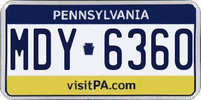 PA license plate MDY6360