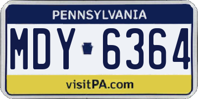 PA license plate MDY6364