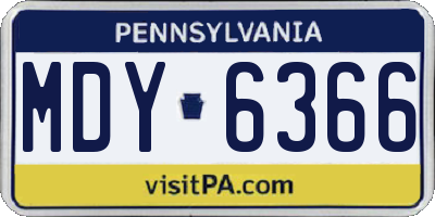 PA license plate MDY6366