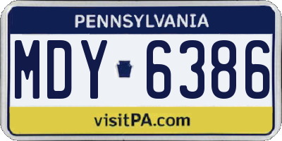 PA license plate MDY6386