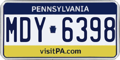 PA license plate MDY6398