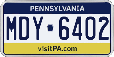 PA license plate MDY6402