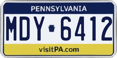 PA license plate MDY6412