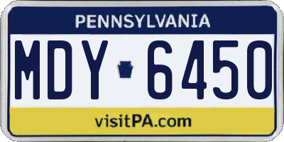 PA license plate MDY6450