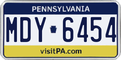 PA license plate MDY6454