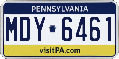 PA license plate MDY6461