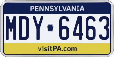 PA license plate MDY6463