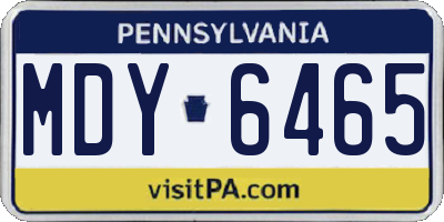 PA license plate MDY6465