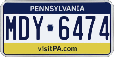 PA license plate MDY6474