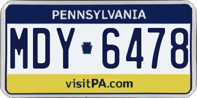 PA license plate MDY6478
