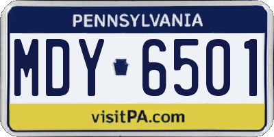 PA license plate MDY6501