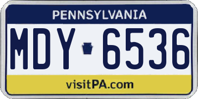 PA license plate MDY6536