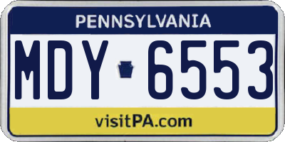 PA license plate MDY6553