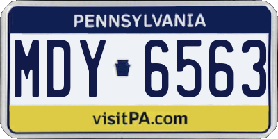 PA license plate MDY6563