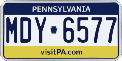 PA license plate MDY6577