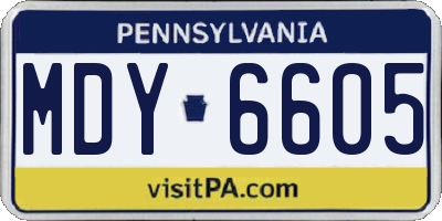 PA license plate MDY6605