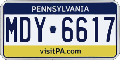 PA license plate MDY6617