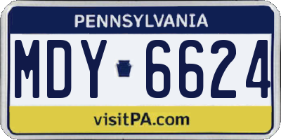 PA license plate MDY6624