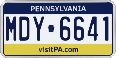 PA license plate MDY6641