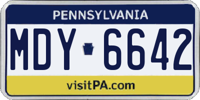 PA license plate MDY6642