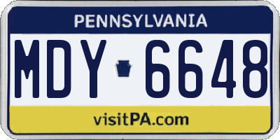 PA license plate MDY6648