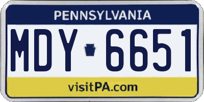 PA license plate MDY6651