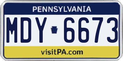 PA license plate MDY6673