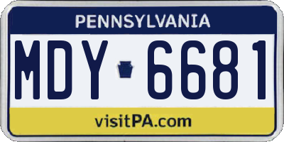 PA license plate MDY6681