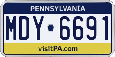 PA license plate MDY6691