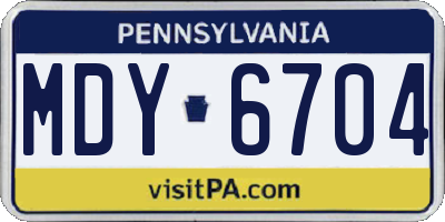 PA license plate MDY6704