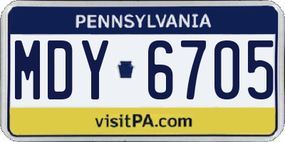 PA license plate MDY6705