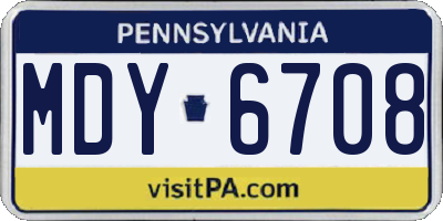 PA license plate MDY6708