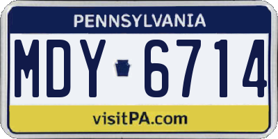 PA license plate MDY6714