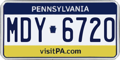 PA license plate MDY6720