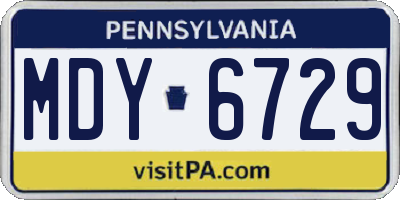 PA license plate MDY6729