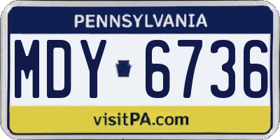 PA license plate MDY6736