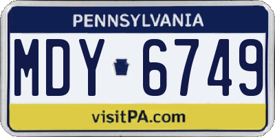 PA license plate MDY6749